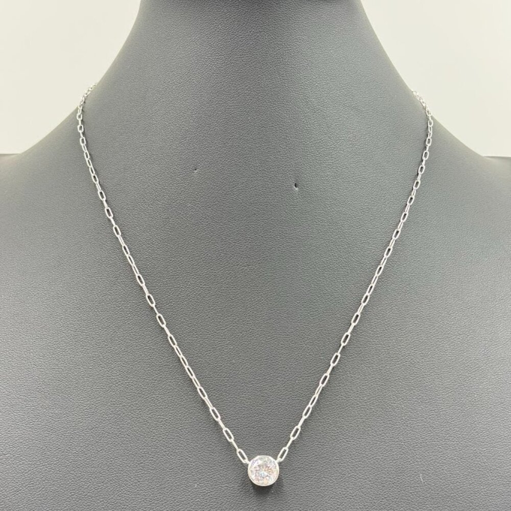 Diamonique Sterling Silver 2 cttw Bezel Set Solitaire Necklace, 18"